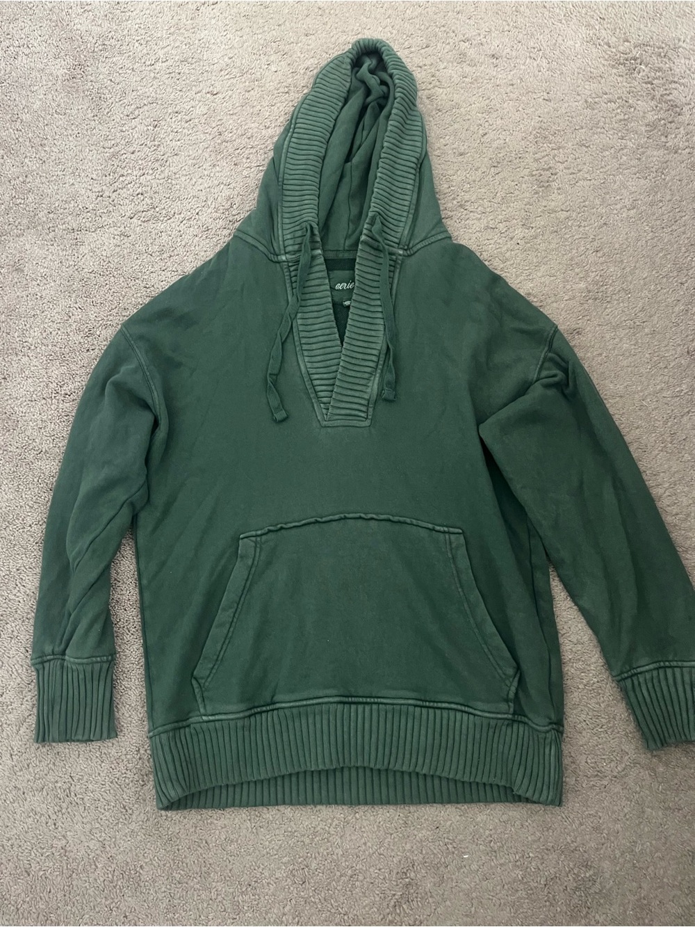 Aerie Down-To-Earth Henley Hoodie Green Women’s XS